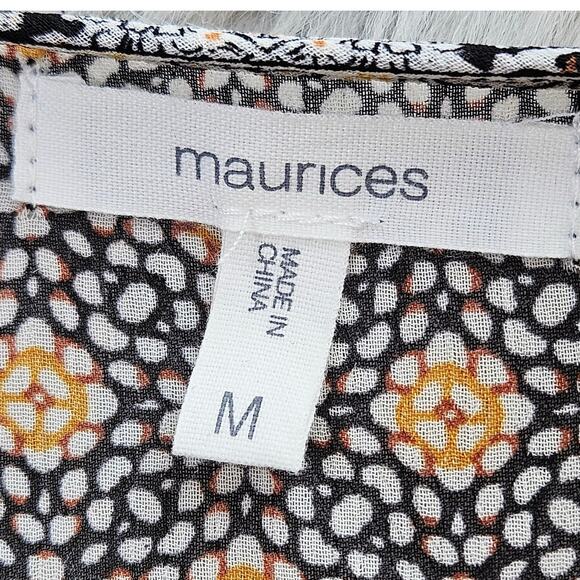 Maurices Medium Boho Patchwork Blouse Bubble Sleeves Lined Peasant Top Cottage - Picture 9 of 14